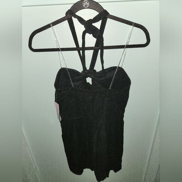 Wild Fable Black Terry Halter Romper Womens Sleeveless Casual Summer - Picture 5 of 9